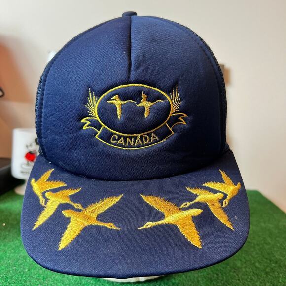 Vintage Canada Goose Snapback Hat Adjustable Embroidered Brim Meshback - Picture 2 of 8